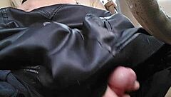 Tranny Cums Playing In Car With Monster Cock Outdoor Public Nylon Action!