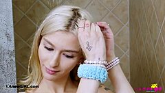 Stunning Blonde Enjoys A Refreshing Shower!