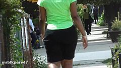 Blonde Horny Spy Captures Black Ebony Ass In Candid Voyeur Footage But Reveals Hidden Anal Action