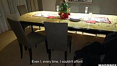 two beautiful christmas blondes take intense anal fucking under the tree then enjoy double penetration on a piano with monster black cocks in rough interracial foursome