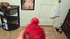 Amber Kneels for Intense Couple Blowjob Session