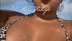 Married Prostitute Flaunts Tan Lines and Juicy Big Ass in Tiny Bikini on Beach