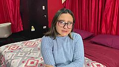 Dirty talk Latina in pantyhose skirt gets rough fucking during accidental spring break dorm party