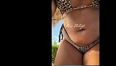 Married Prostitute Flaunts Tan Lines and Juicy Big Ass in Tiny Bikini on Beach