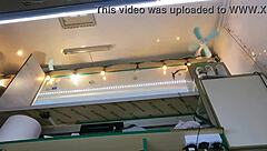 i feel so excited watching the boss tease his sexy shop assistant's wet shaved pussy outdoors while she chats with the customer