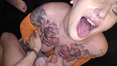 Intense Bukkake Party! Blonde Debutantes Pixie Peach and Leanna Moorehead Swallow Massive Cum Loads!