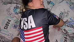 Blonde beauty bends over as her stunning ass gets eagerly licked and devoured.