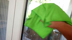 Oh my god, cleaning with this hot blonde turned into rough sex in her tight pink pussy and a massive facial cumshot!