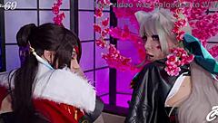 Whoa, check these Genshin Impact cosplay anal sluts fisting and gaping with toys 😈🍑