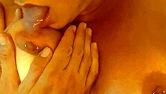 i can't get enough of massaging these huge oiled tits with cum after intense homemade milf handjob