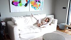 blonde beauty with perfect body caught masturbating begs for intense fuck session