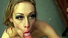Kinky Babe Gulps Facial Cumshot Load