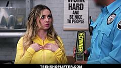 i can't believe this big ass blonde got caught shoplifting and struck a steamy deal with the cop to avoid trouble