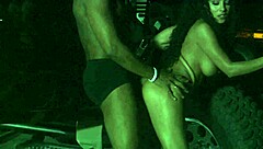 Hey, a mature woman enjoys an outdoor meeting at night