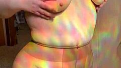 Joan day wears see through tights and flaunts curvy body