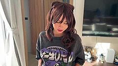 mini asian teen with small tits and tight pussy gets fucked hard by muscular bodybuilder in her house