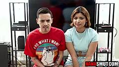 Mature woman assists young adults