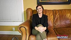 Petite brunette Kylie enjoys sucking cock and getting her shaved pussy drilled