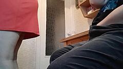Clothed Kitchen Masturbation to Avoid Stepmom's Detection
