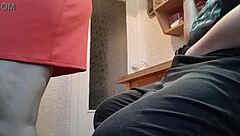 Clothed Kitchen Masturbation to Avoid Stepmom's Detection