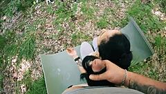 Pov bts freeuse jerking ponytail brunette during meditation huge facial