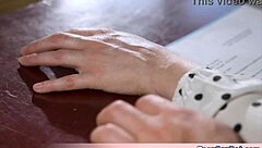 in the office, the extra small 18+ and petite 18+ tomboi secretary got a quickie fuck with blowjob action