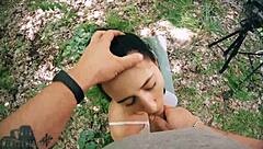 Pov bts freeuse jerking ponytail brunette during meditation huge facial