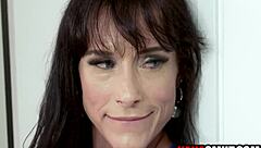 Mature woman assists young adults