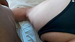 Security guard from the shop dominates and assfucks the naughty black shemale bareback in amateur anal action