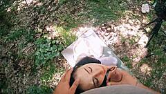 Pov bts freeuse jerking ponytail brunette during meditation huge facial