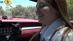 Wow, amateur babe Mazy Myers sucks cock wildly during car driving lesson in GFE POV!