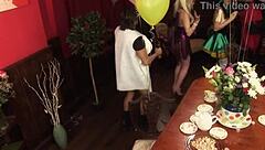 cosplay party escalates to wild group fun with costumes