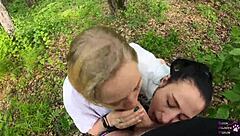 hey guys, can we do this amateur threesome blowjob outdoors with cum in mouth?
