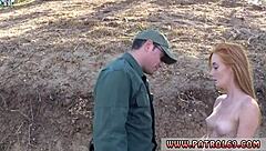 tattooed redhead teen dry humps and fucks guy in uniform outdoors