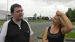 Gina bends over for fingering and doggystyle blowjob in casting interview with Tom. Cumshot seals the deal.