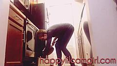 Huge Tall Giantess Ignores You While Cleaning Kitchen In Clothed Domination Webcam Voyeur Recording