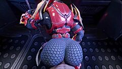 Female Sangheili Fucks Man with Monster Cock in Femdom Creampie Scene
