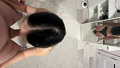 Amateur brunette delivers intense blowjob