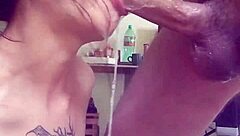 Hey, this naughty little 18+ bitch sucks my dick so good, getting all drooly and covered in cum!