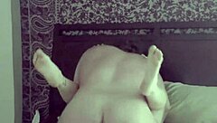 thrusting submissive wife doggystyle until creampie in muscular quickie session