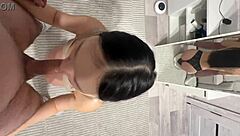 Amateur brunette delivers intense blowjob