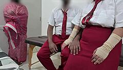 College students engage in passionate sex right in front of their stunned teacher during class.