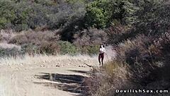 Brunette babe fucks her handsome coach