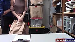 Ebony shoplifter's tight slit pounded hard by officer