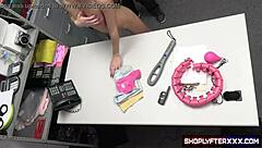 In the Office, SHOPLYFTERXXX Star MACKENZIE MACE Tries to Steal Workout Gear but Gets Caught by JACK VEGAS, Leading to POV Doggystyle Creampie.