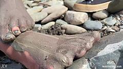 Look at my messy nylon feet all torn up by the river bank