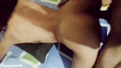 Doggystyle fuck contrasts with amateur Latina's intense big cock action.