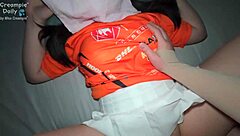 Thai company employee gets juicy tight pussy creampie in bedroom missionary and doggystyle.