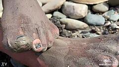 Look at my messy nylon feet all torn up by the river bank