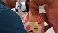 Hey, check out this latina cum slut getting her tits and face covered in hot loads